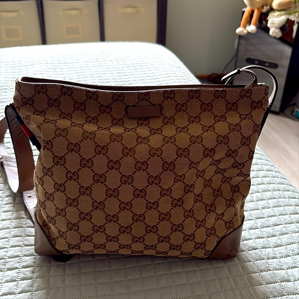 Gucci Tan and Brown Logo Crossbody Bag